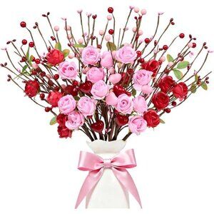 Valentines Day Decor 12 Pack Valentines Day Artificial Flowers 17 Inch Mothers